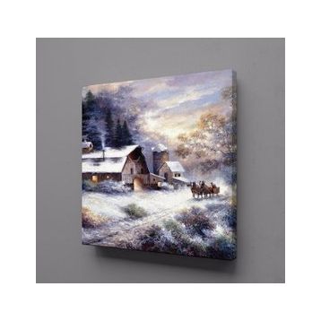 Technopa Karlı Ev Manzarası 40x40 cm Kanvas Tablo