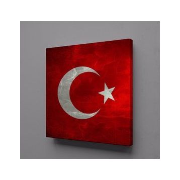 Technopa Kırmızı Beyaz Bayrak 110x110 cm Kare Kanvas Tablo