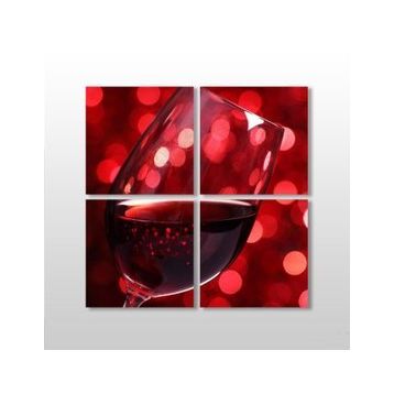 Technopa Kırmızı Şarap 80x80 cm Kanvas Tablo