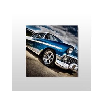 Technopa Klasik Mavi Araba 40x40 cm Kanvas Tablo