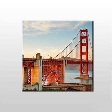 Technopa Köprü Kırmızı 190x190 cm Kanvas Tablo