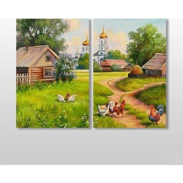 Technopa Köy Evi 100x90 cm Kanvas Tablo