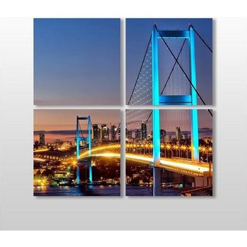 Technopa Mavi Yansıma Istanbul Köprü 80x80 cm Kanvas Tablo
