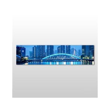 Technopa Mavi Yansıma Şehir 150x50 cm Kanvas Tablo