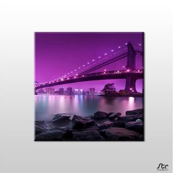 Technopa Mor Yansıtması Köprü 140x140 cm Kanvas Tablo