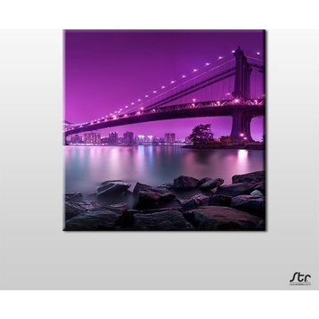 Technopa Mor Yansıtması Köprü 90x90 cm Kanvas Tablo