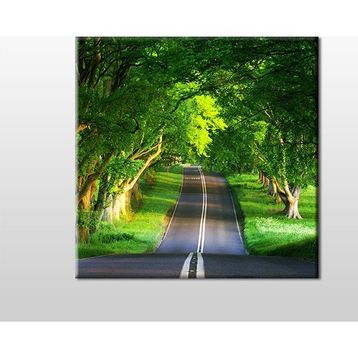 Technopa Orman Içindeki Yol 25x25 cm Kanvas Tablo