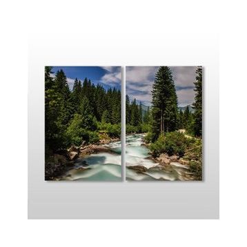 Technopa Orman Nehir 120x110 cm Kanvas Tablo
