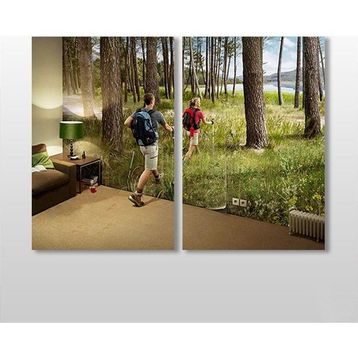 Technopa Ormana Yürüyüş 110x100 cm Kanvas Tablo
