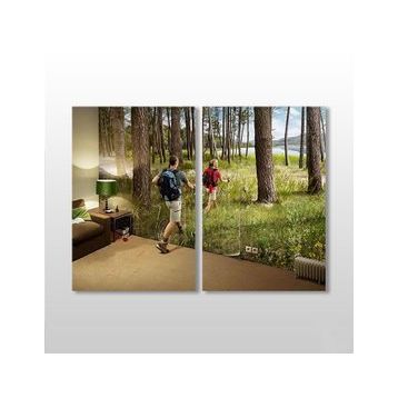 Technopa Ormana Yürüyüş 70x60 cm Kanvas Tablo