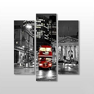 Technopa Otobüs Gece Sokaklar 75x80 cm Kanvas Tablo