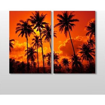 Technopa Palmiye ve Güneş 70x60 cm Kanvas Tablo