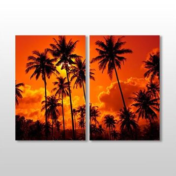 Technopa Palmiye ve Güneş 80x70 cm Kanvas Tablo