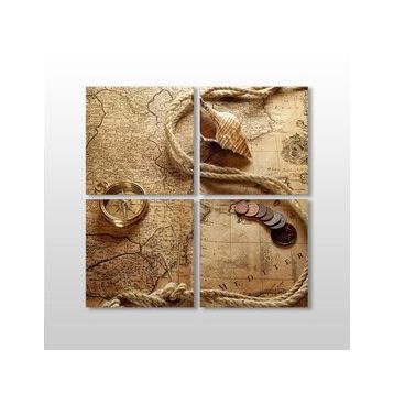Technopa Papirüs Harita 80x80 cm Kanvas Tablo