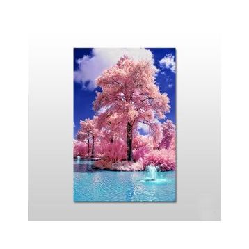 Technopa Pembe Ağaç Manzara 80X40 cm Kanvas Tablo