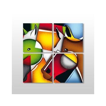 Technopa Renkli Atlar 150x150 cm Kanvas Tablo