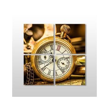 Technopa Saat Gold 130x130 cm Kanvas Tablo