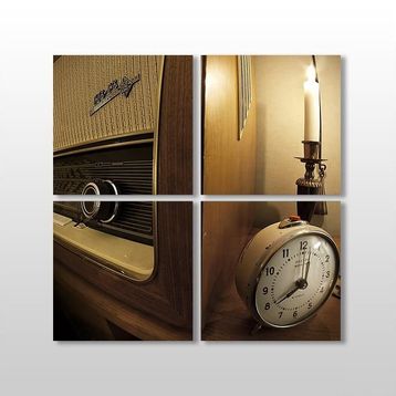 Technopa Saat ve Mum 80x80 cm Kanvas Tablo