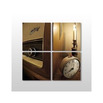 Technopa Saat ve Mum 90x90 cm Kanvas Tablo
