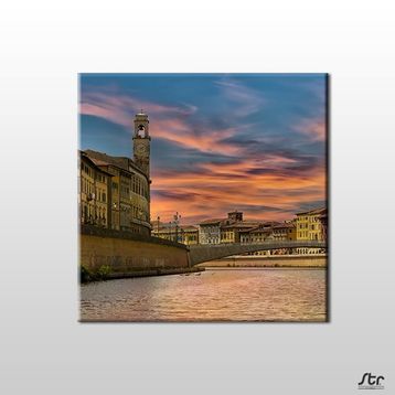 Technopa Saatli Kule 30x30 cm Kanvas Tablo