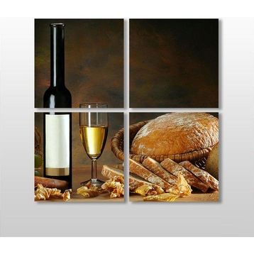 Technopa Şarap ve Kadeh 60x60 cm Kanvas Tablo
