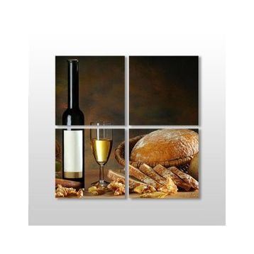 Technopa Şarap ve Kadeh 60x60 cm Kanvas Tablo
