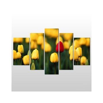 Technopa Sarı Laleler 122x70 cm Kanvas Tablo