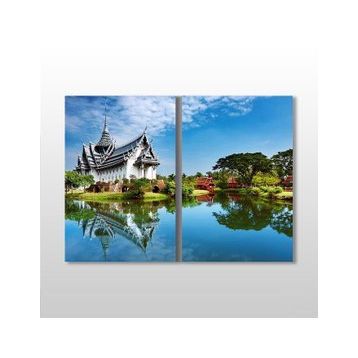 Technopa Şato ve Doğa 70x60 cm Kanvas Tablo
