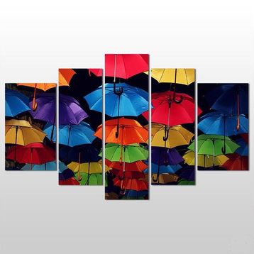 Technopa Şemsiyeler Renkli 122x70 cm Kanvas Tablo