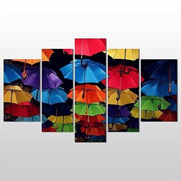 Technopa Şemsiyeler Renkli 140x80 cm Kanvas Tablo