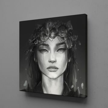 Technopa Siyah Beyaz Kadın 100x100 cm Kanvas Tablo