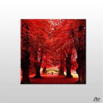 Technopa Sonbahar Ağaçlar 150x150 cm Kanvas Tablo