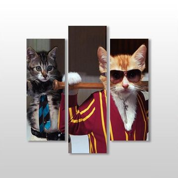 Technopa Sopalı Kedi 97x100 cm Kanvas Tablo