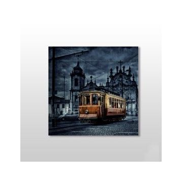 Technopa Tramvay Istanbul Gece 90x90 cm Kanvas Tablo