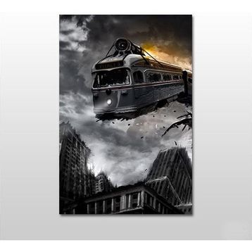 Technopa Tren Kazası 140x70 cm Kanvas Tablo