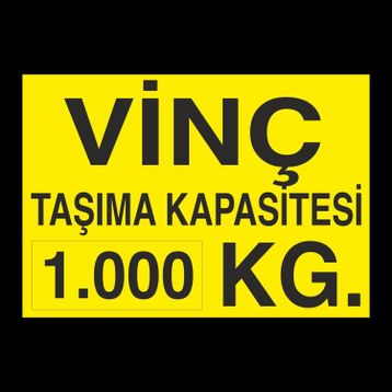 Technopa Vinç Kapasite 1 Ton Uyarı Levhası