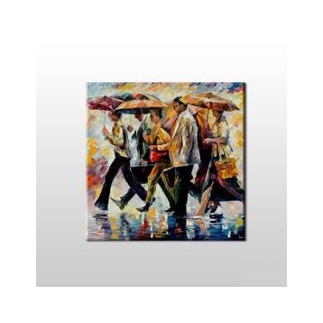 Technopa Yağmur ve Şemsiyeler 70x70 cm Kanvas Tablo