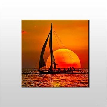Technopa Yelkenli Tekne Kızıl 80x80 cm Kanvas Tablo