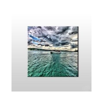 Technopa Yeşil Yansıyan Deniz 100x100 cm Kanvas Tablo