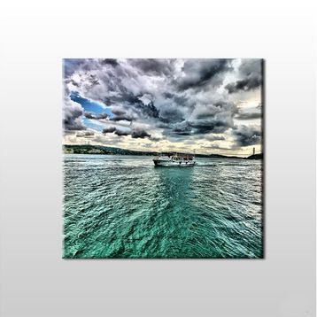 Technopa Yeşil Yansıyan Deniz 110x110 cm Kanvas Tablo