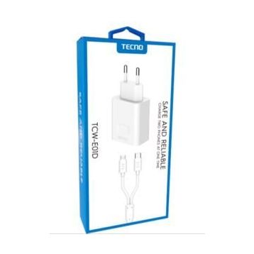 Tecno TCW-E01D Beyaz Şarj ve Data Kablosu