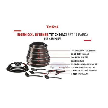 Tefal Ingenio XL Force Titanyum 2X Siyah 19 Parça Maxi Tencere Tava Seti