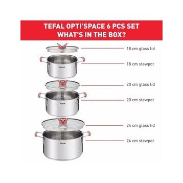 Tefal Optispace 6 Parça Çelik Tencere Seti
