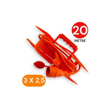 Tek-İş 3x2.5 mm TTR 20 mt Erkek Dişi Baskılı Uzatma Kablosu