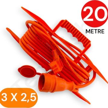 Tek-İş 3x2.5 mm TTR 20 mt Erkek Dişi Baskılı Uzatma Kablosu