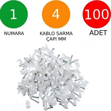 Tek-İş Kroşe No 1 100 Adet Beton Çivili Kablo Tutucu