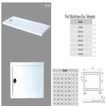 Tekno Duşakabin Dikdörtgen Flat H:5 cm Duş Teknesi