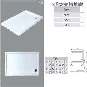 Tekno Duşakabin Dikdörtgen Flat H:5 cm Duş Teknesi