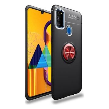 Tekno Grup Samsung Galaxy M30S Ultra Korumalı Yüzüklü Manyetik Ravel Siyah Kırmızı Tam Kaplayan 6D Nano Ekran Koruyucu