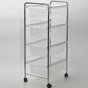 Tekno-Tel 32x43x80 cm Gri Şeffaf 4 Katlı Plastik Çekmeceli Sebzelik